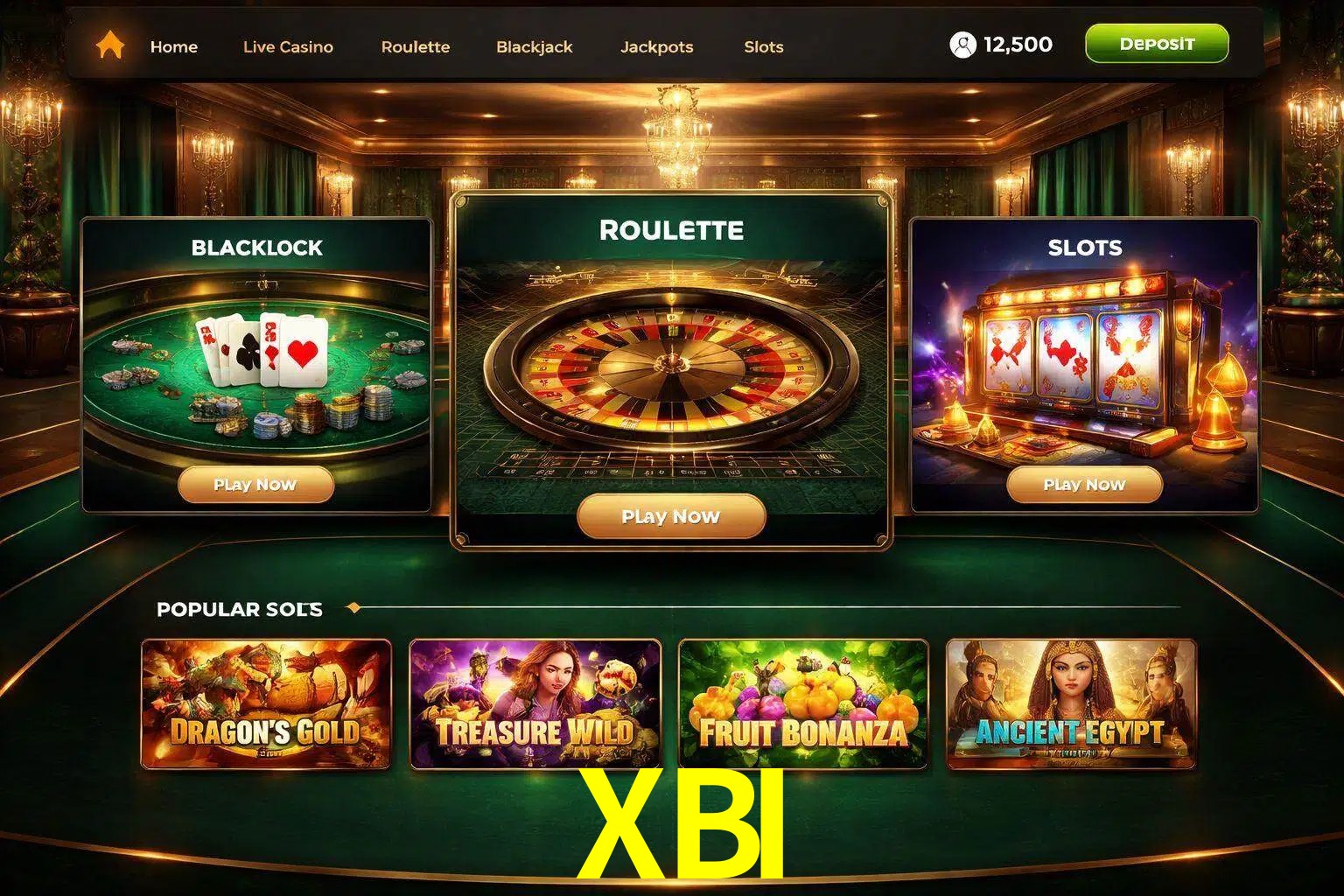 Vista de la plataforma XBI Casino mostrando categorías organizadas de juegos en línea